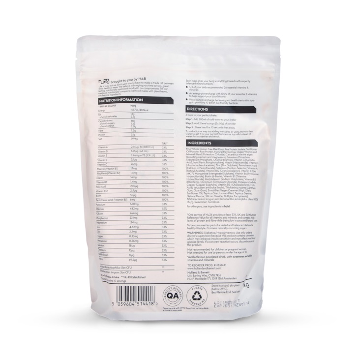 NU26 Nutritionally Complete Real Food Vanilla Shake 1kg